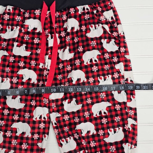 Buffalo Plaid Winter Holiday Polar Bear Print Women's Pajama Pants Size M NWOT - Picture 10 of 12